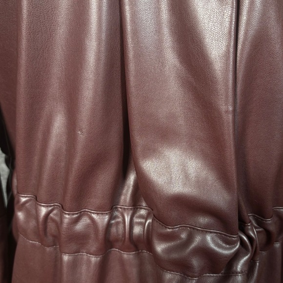 Marissa Webb Faux Leather Shacket Burgundy Long Sleeve Oversized Jacket Size 10 - Picture 10 of 13